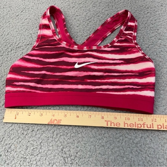 Nike Pro Sports Bra Small Classic Tiger Pink Front  Logo Stretchy  Gym Workout - Picture 10 of 11
